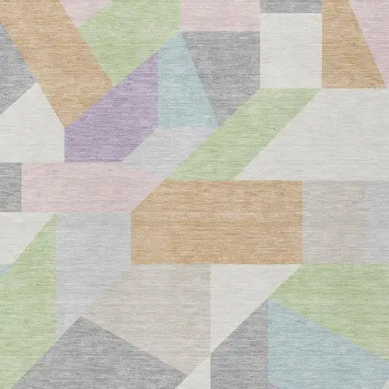 Mint Green And Green Geometric Washable Indoor Outdoor Area Rug Photo 2