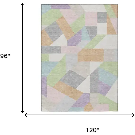 Mint Green And Green Geometric Washable Indoor Outdoor Area Rug Photo 6