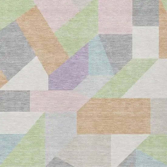 Mint Green And Green Geometric Washable Indoor Outdoor Area Rug Photo 2