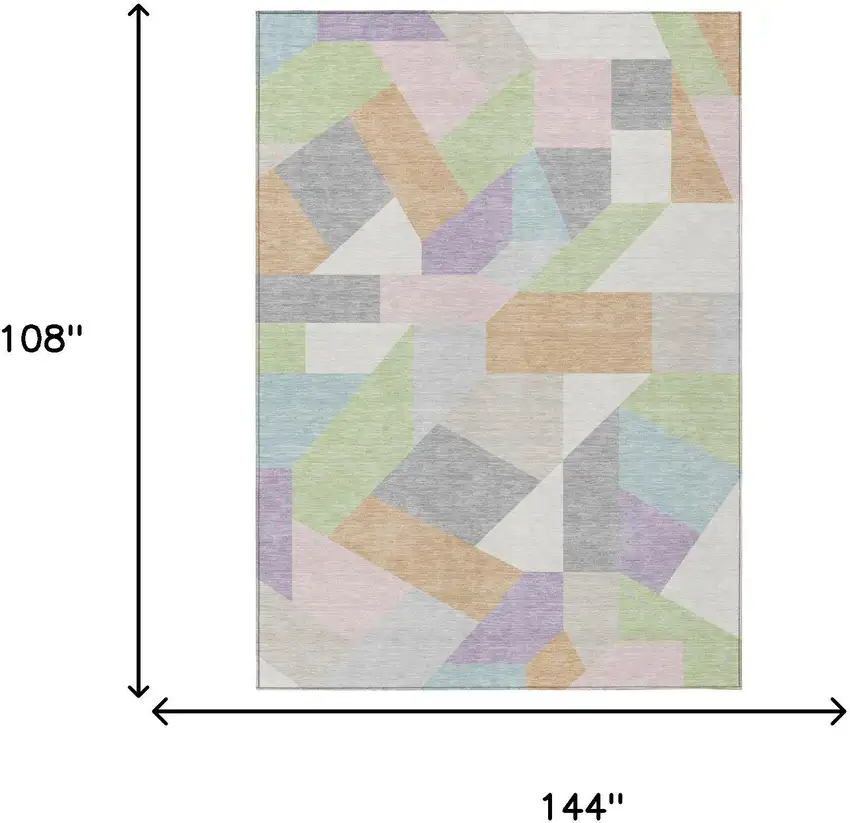 Mint Green And Green Geometric Washable Indoor Outdoor Area Rug Photo 6