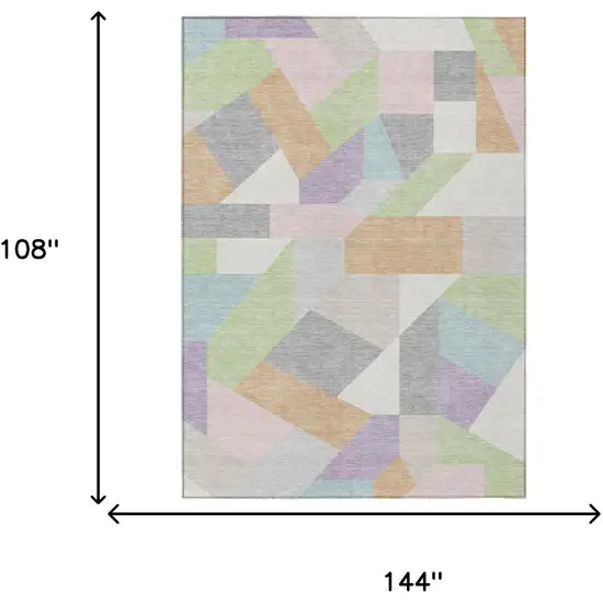 Mint Green And Green Geometric Washable Indoor Outdoor Area Rug Photo 6