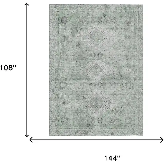 Mint Green And Green Oriental Washable Indoor Outdoor Area Rug Photo 5