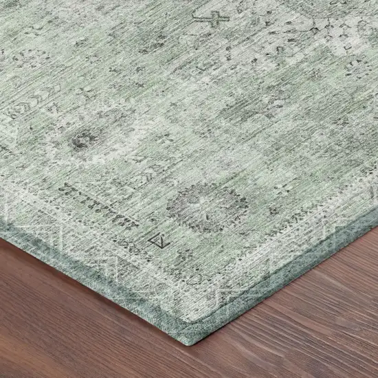 Mint Green And Green Oriental Washable Indoor Outdoor Area Rug Photo 3