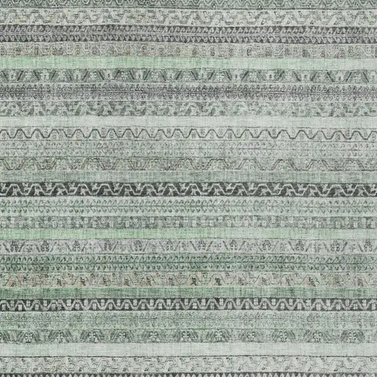 Mint Green And Green Striped Washable Indoor Outdoor Area Rug Photo 3