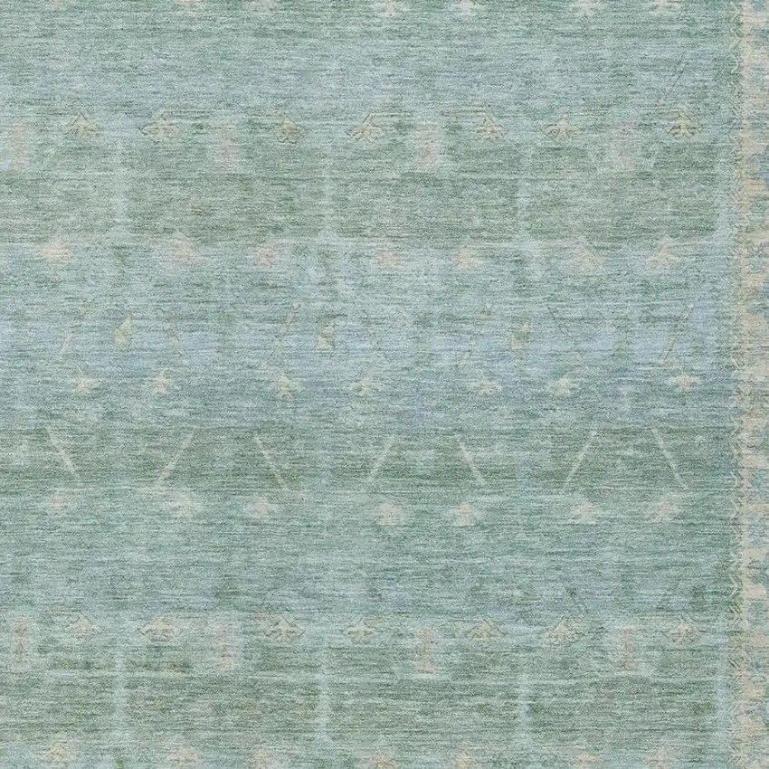 Mint Green And Green Tribal Washable Indoor Outdoor Area Rug Photo 3