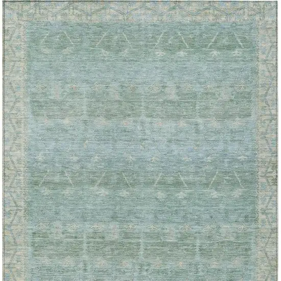 Mint Green And Green Tribal Washable Indoor Outdoor Area Rug Photo 4
