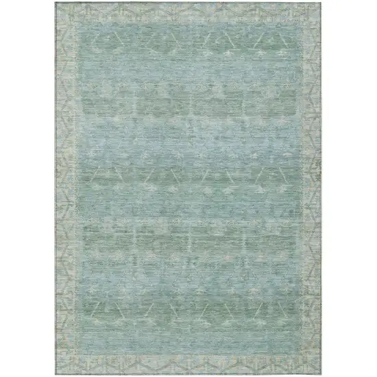 Mint Green And Green Tribal Washable Indoor Outdoor Area Rug Photo 2
