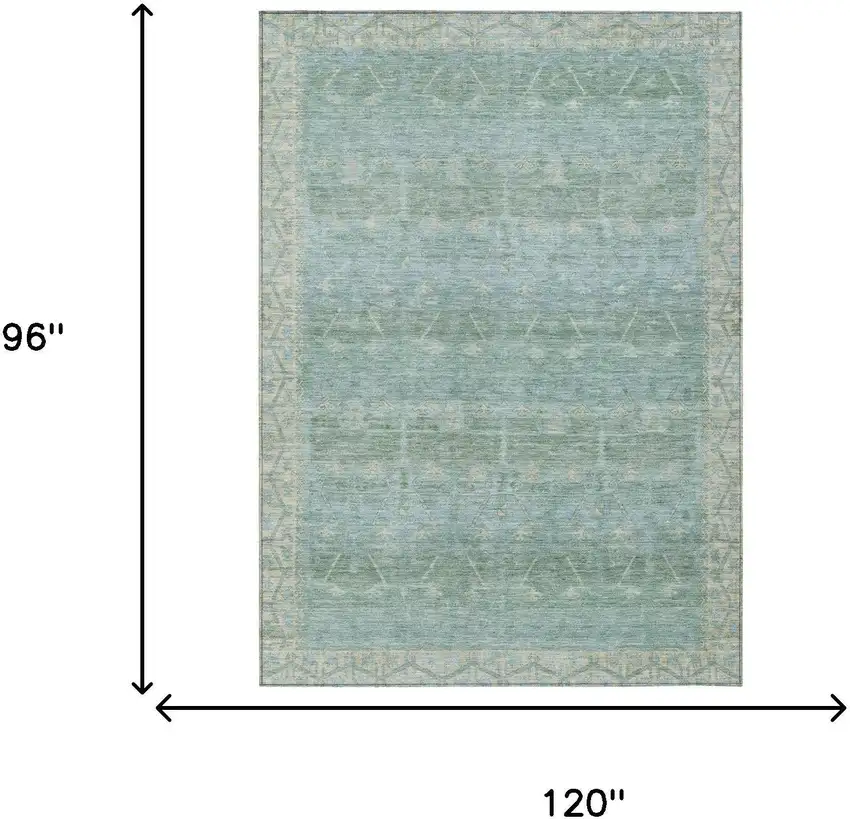 Mint Green And Green Tribal Washable Indoor Outdoor Area Rug Photo 7