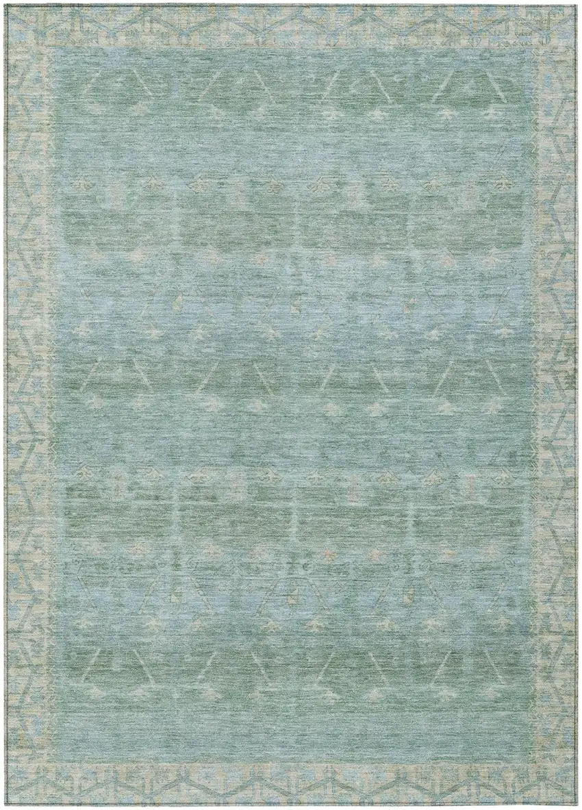 Mint Green And Green Tribal Washable Indoor Outdoor Area Rug Photo 2