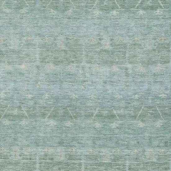 Mint Green And Green Tribal Washable Indoor Outdoor Area Rug Photo 3