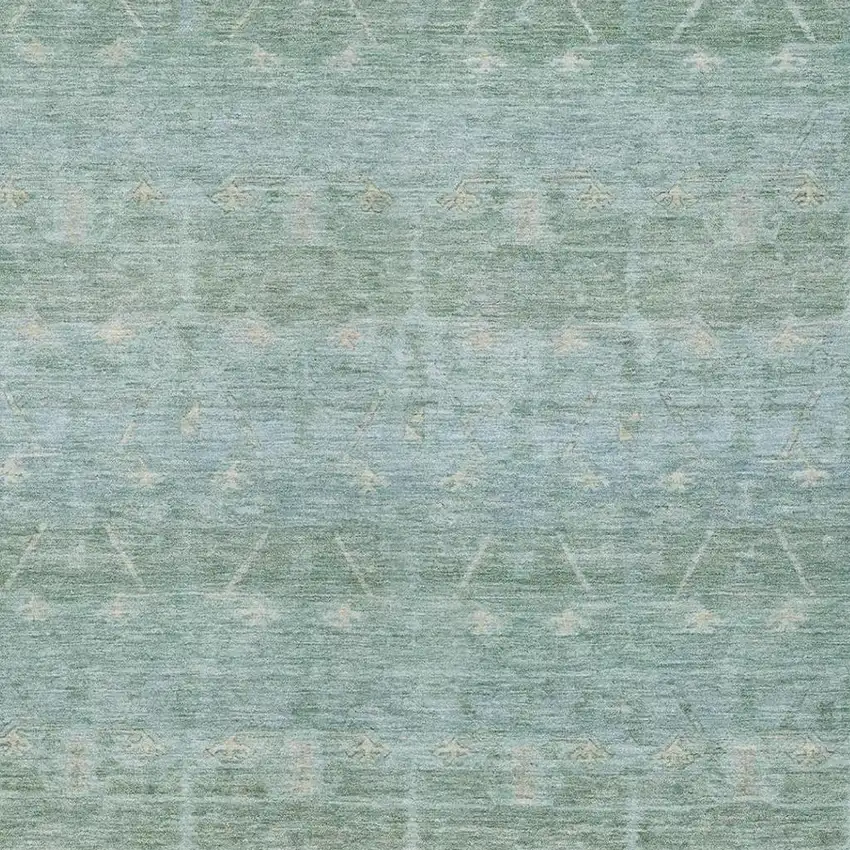 Mint Green And Green Tribal Washable Indoor Outdoor Area Rug Photo 3