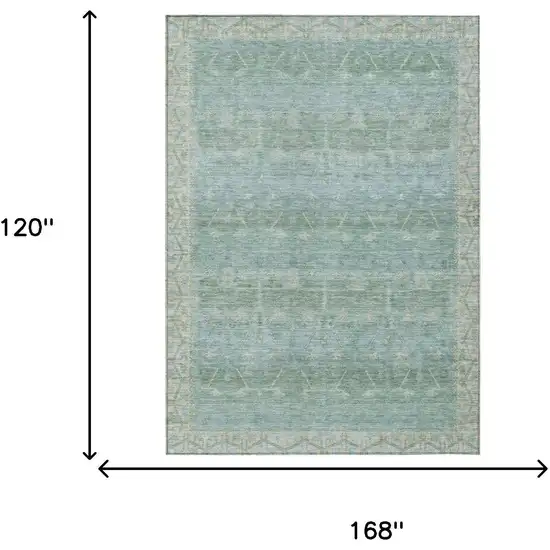 Mint Green And Green Tribal Washable Indoor Outdoor Area Rug Photo 7