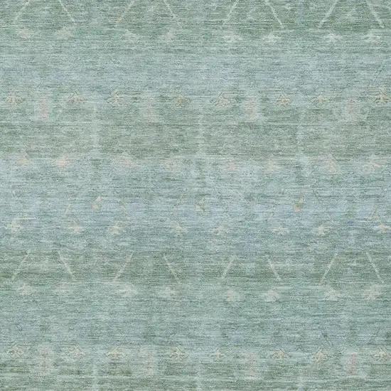 Mint Green And Green Tribal Washable Indoor Outdoor Area Rug Photo 3