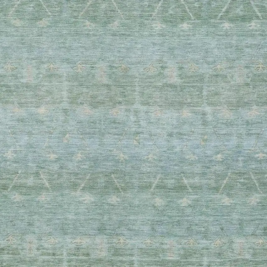 Mint Green And Green Tribal Washable Indoor Outdoor Area Rug Photo 3