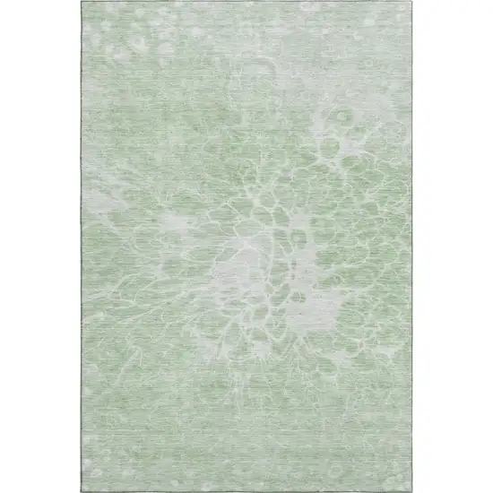 Mint Green And Ivory Abstract Washable Area Rug With UV Protection Photo 1