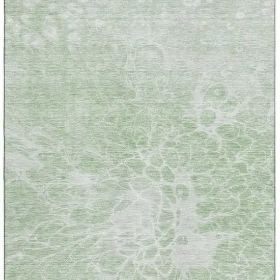 Mint Green And Ivory Abstract Washable Area Rug With UV Protection Photo 4