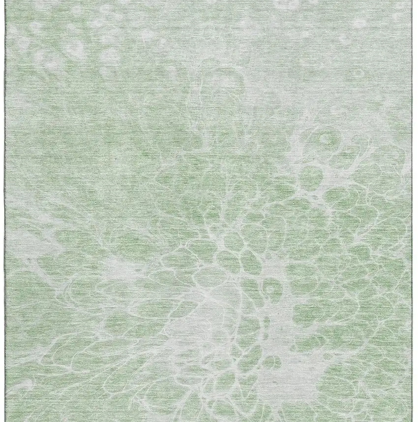 Mint Green And Ivory Abstract Washable Area Rug With UV Protection Photo 4