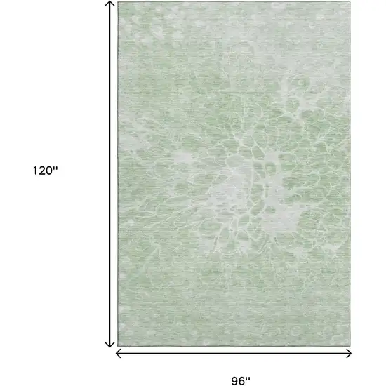 Mint Green And Ivory Abstract Washable Area Rug With UV Protection Photo 3