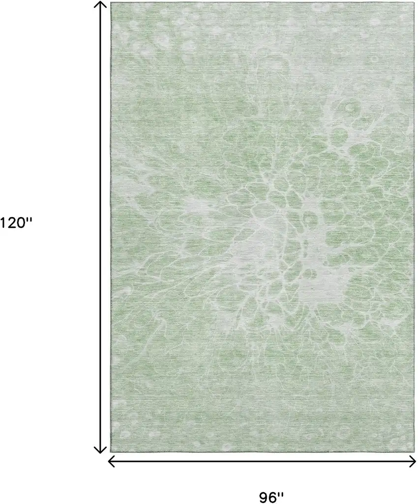 Mint Green And Ivory Abstract Washable Area Rug With UV Protection Photo 3
