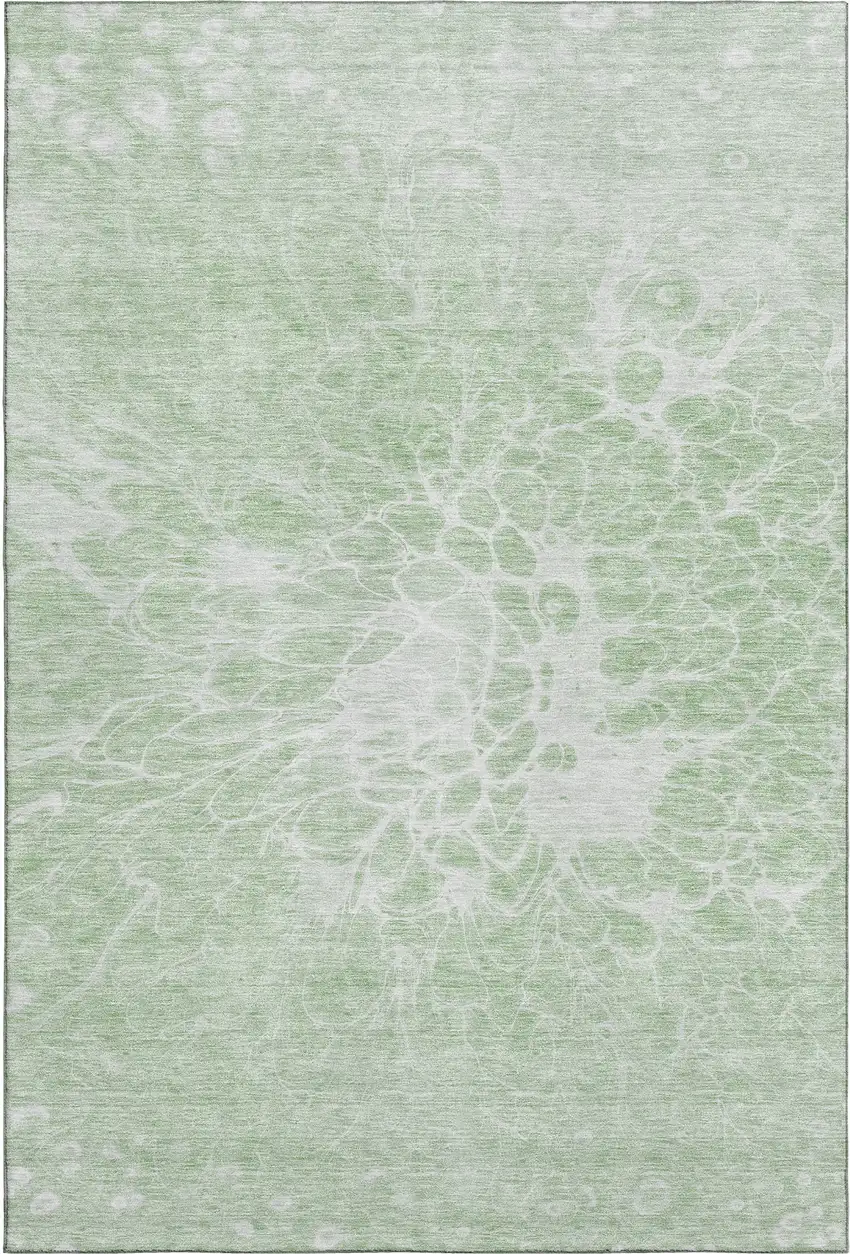 Mint Green And Ivory Abstract Washable Area Rug With UV Protection Photo 1