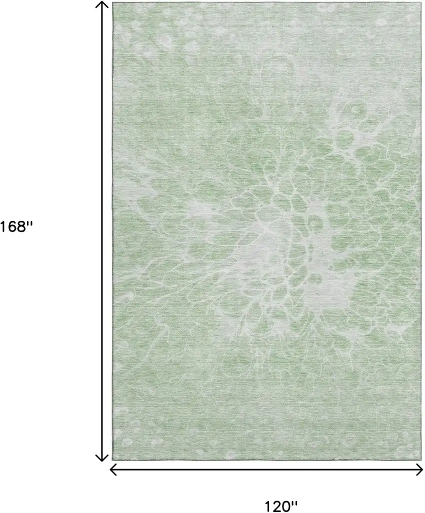 Mint Green And Ivory Abstract Washable Area Rug With UV Protection Photo 3