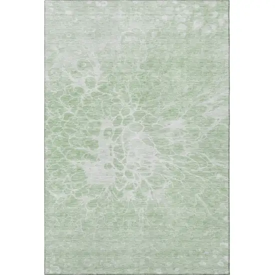Mint Green And Ivory Abstract Washable Area Rug With UV Protection Photo 4