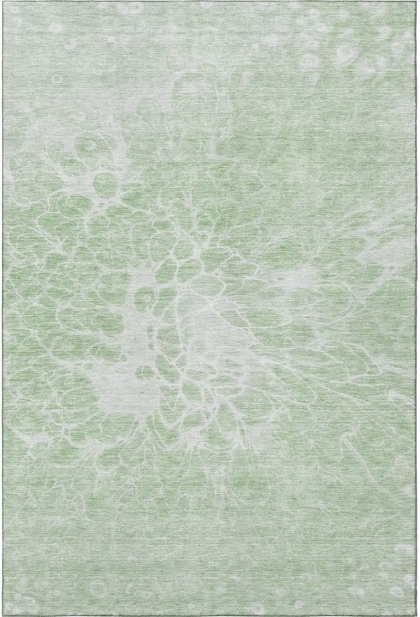 Mint Green And Ivory Abstract Washable Area Rug With UV Protection Photo 4