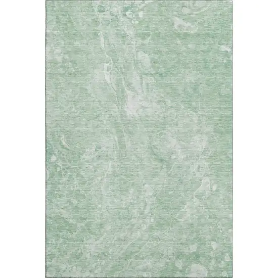 Mint Green And Ivory Abstract Washable Area Rug With UV Protection Photo 1