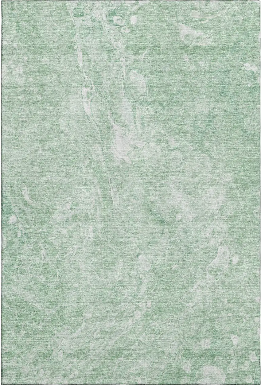 Mint Green And Ivory Abstract Washable Area Rug With UV Protection Photo 1