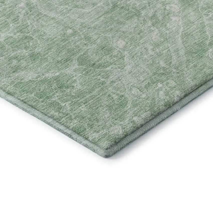 Mint Green And Ivory Abstract Washable Area Rug With UV Protection Photo 9
