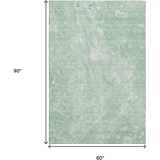 Mint Green And Ivory Abstract Washable Area Rug With UV Protection Photo 3