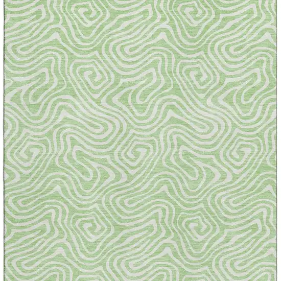 Mint Green And Ivory Abstract Washable Area Rug With UV Protection Photo 3