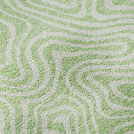 Mint Green And Ivory Abstract Washable Area Rug With UV Protection Photo 9