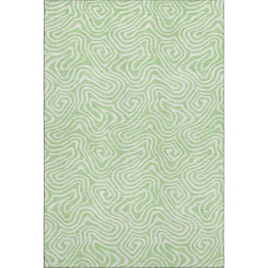 Mint Green And Ivory Abstract Washable Area Rug With UV Protection Photo 1