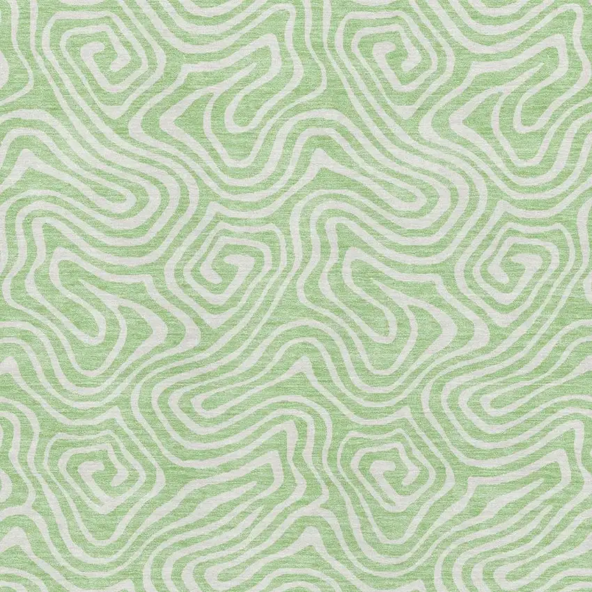 Mint Green And Ivory Abstract Washable Area Rug With UV Protection Photo 2