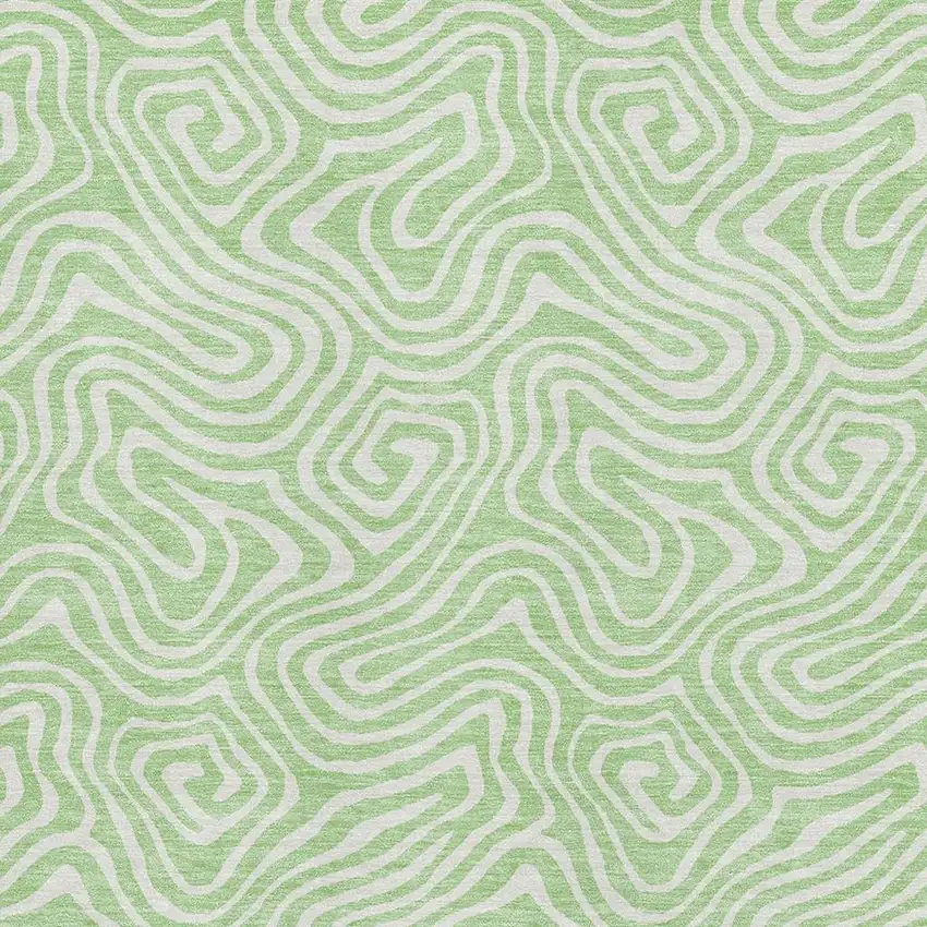 Mint Green And Ivory Abstract Washable Area Rug With UV Protection Photo 2