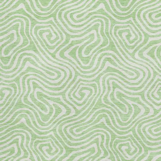 Mint Green And Ivory Abstract Washable Area Rug With UV Protection Photo 2
