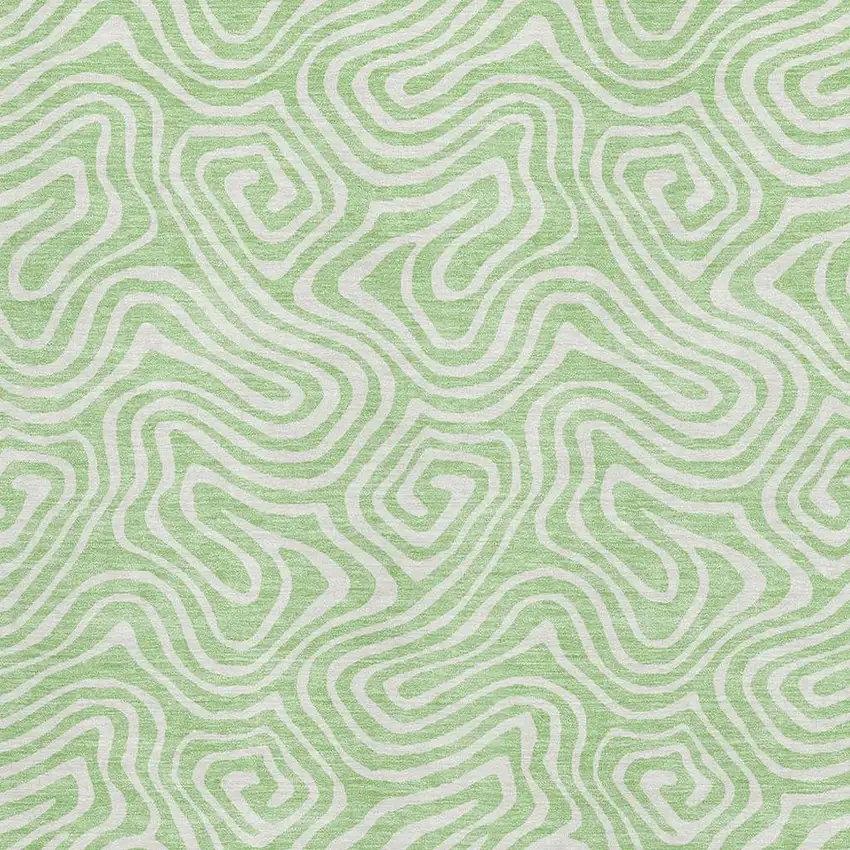 Mint Green And Ivory Abstract Washable Area Rug With UV Protection Photo 2