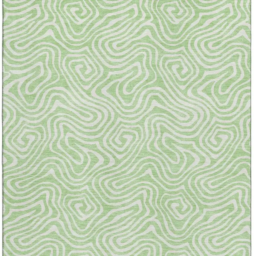 Mint Green And Ivory Abstract Washable Area Rug With UV Protection Photo 3