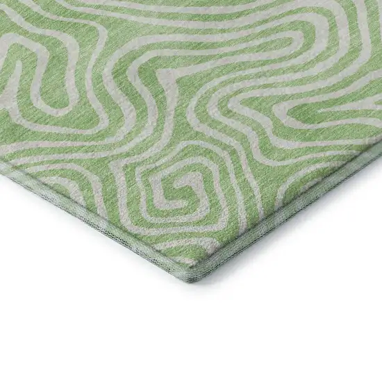 Mint Green And Ivory Abstract Washable Area Rug With UV Protection Photo 7