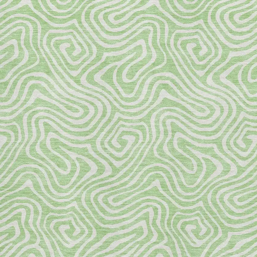 Mint Green And Ivory Abstract Washable Area Rug With UV Protection Photo 2