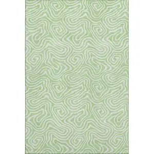 Photo of Mint Green And Ivory Abstract Washable Area Rug With UV Protection