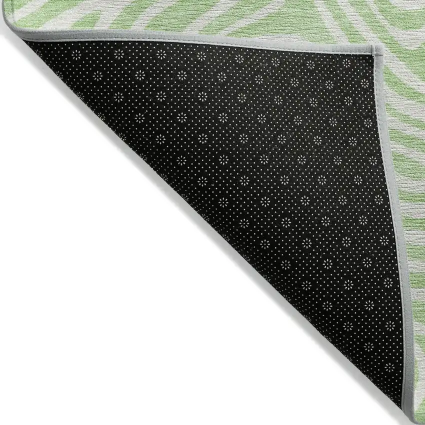 Mint Green And Ivory Abstract Washable Indoor Outdoor Area Rug Photo 4