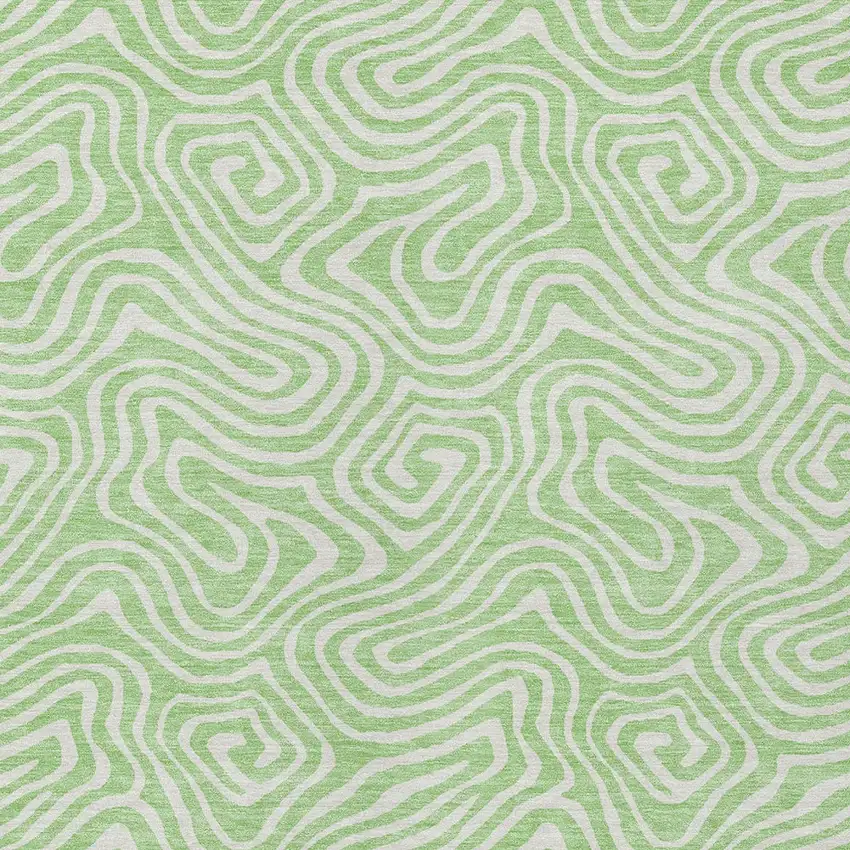 Mint Green And Ivory Abstract Washable Indoor Outdoor Area Rug Photo 6