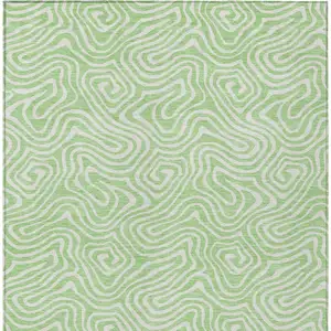 Photo of Mint Green And Ivory Abstract Washable Indoor Outdoor Area Rug