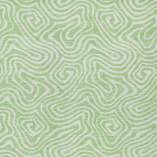 Mint Green And Ivory Abstract Washable Indoor Outdoor Area Rug Photo 6