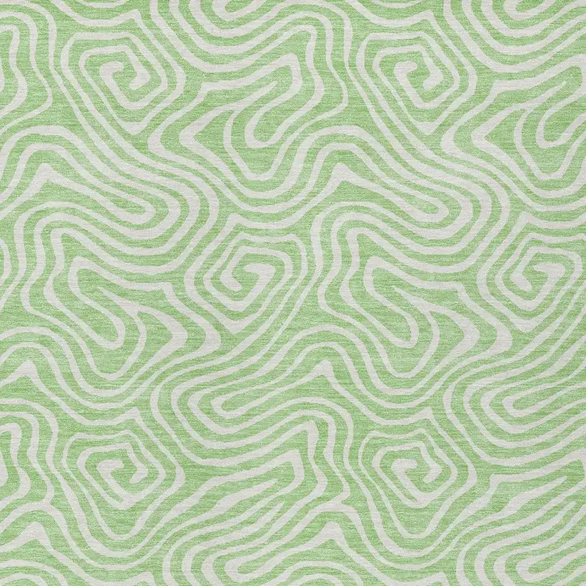 Mint Green And Ivory Abstract Washable Indoor Outdoor Area Rug Photo 6