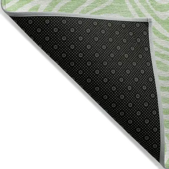 Mint Green And Ivory Abstract Washable Indoor Outdoor Area Rug Photo 4