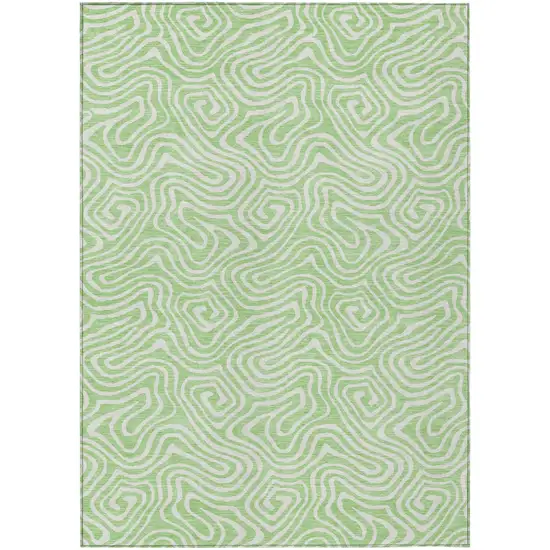 Mint Green And Ivory Abstract Washable Indoor Outdoor Area Rug Photo 2