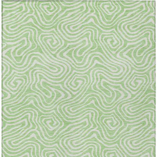 Mint Green And Ivory Abstract Washable Indoor Outdoor Area Rug Photo 7